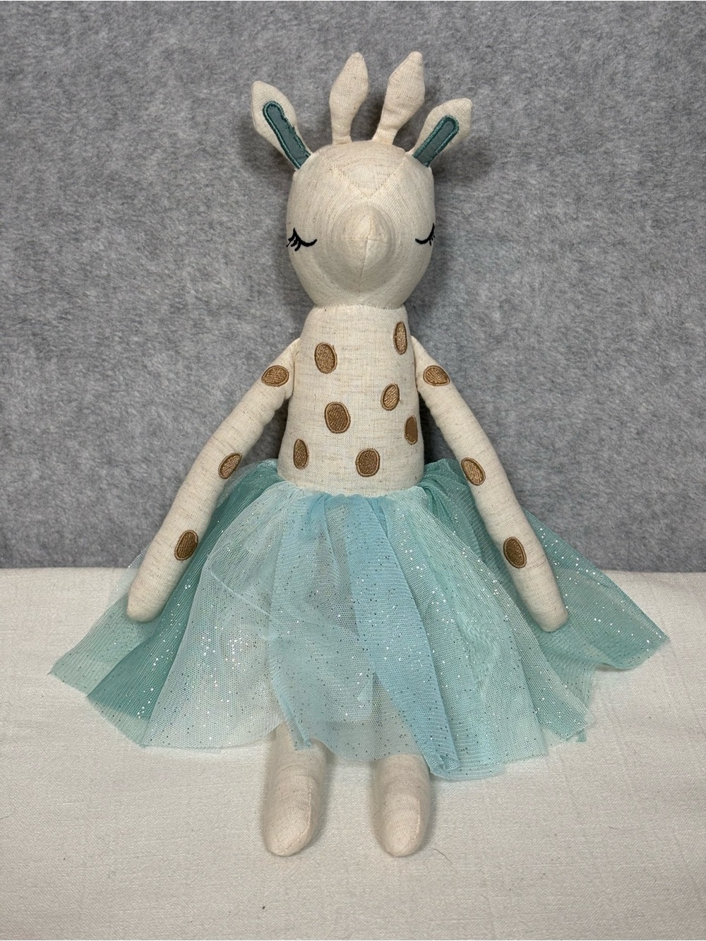 Pottery Barn Kids Designer Doll Giraffe Ballerina Ombre Tutu Soft Animal Toy